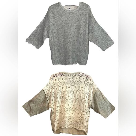 NSF Mixed Media Lacy Sheer Back Sweatshirt Raw Edge Front size Small - Picture 1 of 9